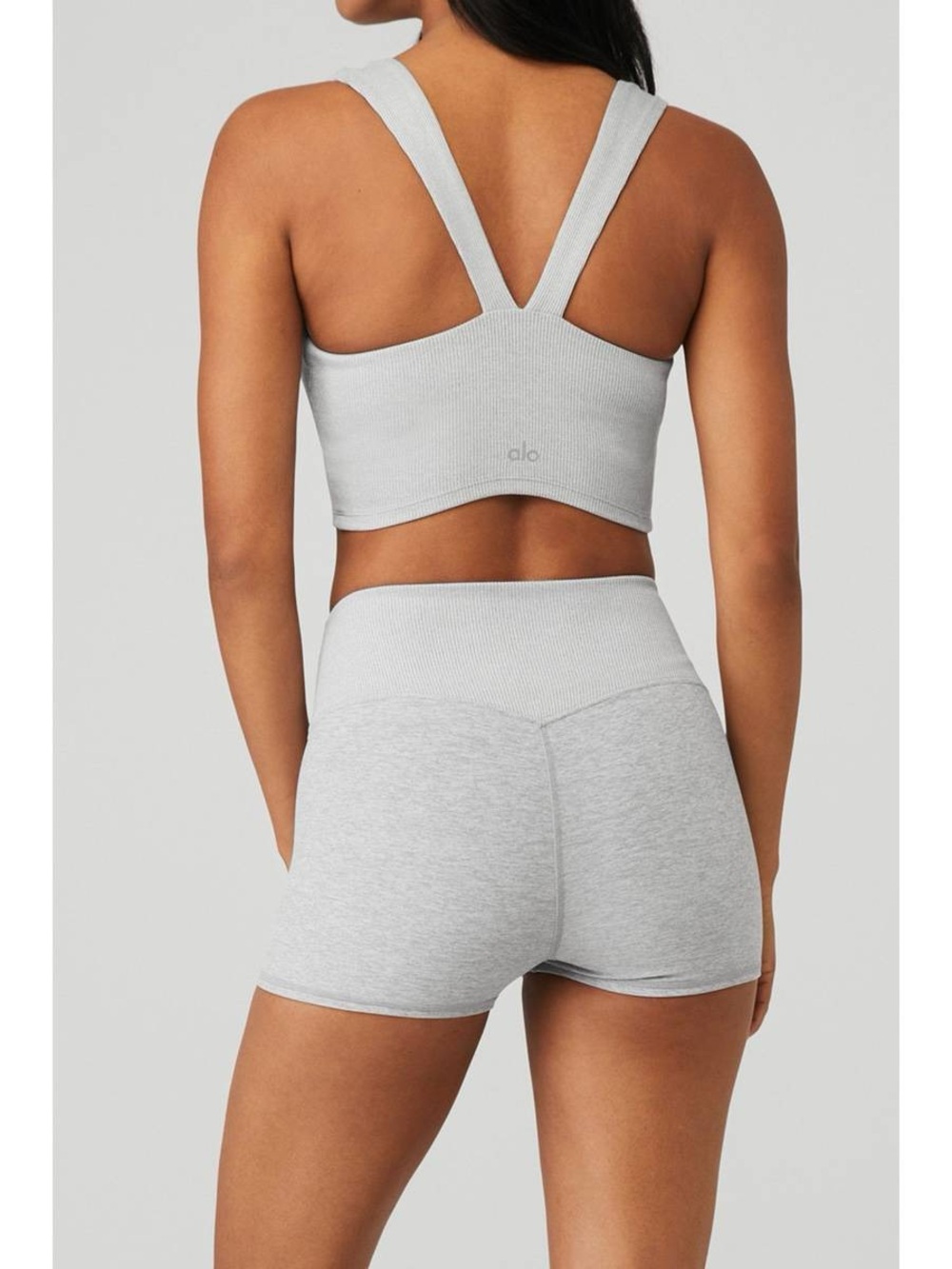 Alo Yoga Alosoft Ribbed Chic Bra Tank Heather Grey sz S